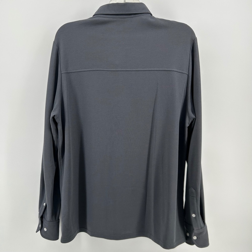 Criquet Long Sleeve Polo Shirt Men XL Gray Pima Cotton Skier Pocket Logo Golf - Picture 3 of 9